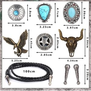 New set of 6 western leather 39.5" bolo ties